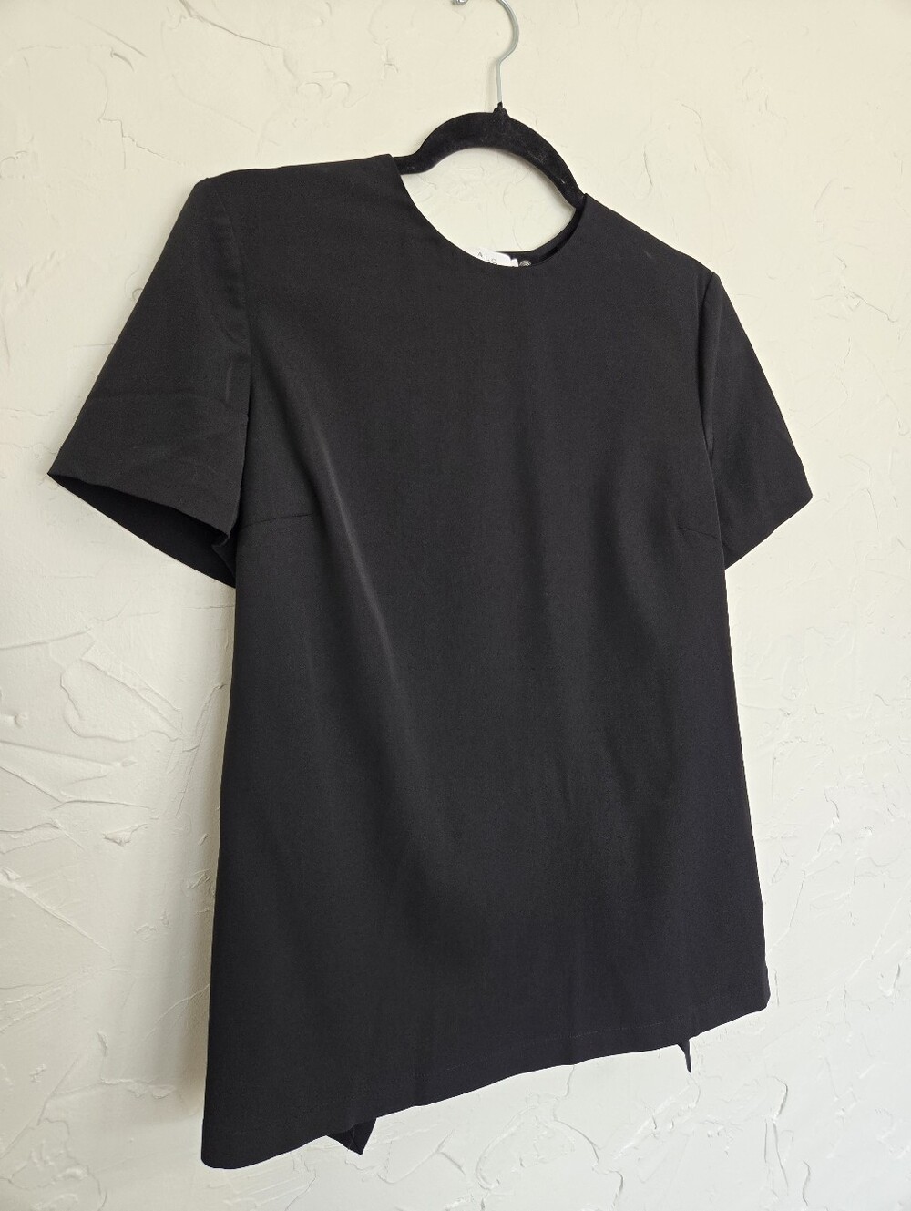A.L.C. Open Snap Back Black Short Sleeve Top, 8 - Picture 2 of 9